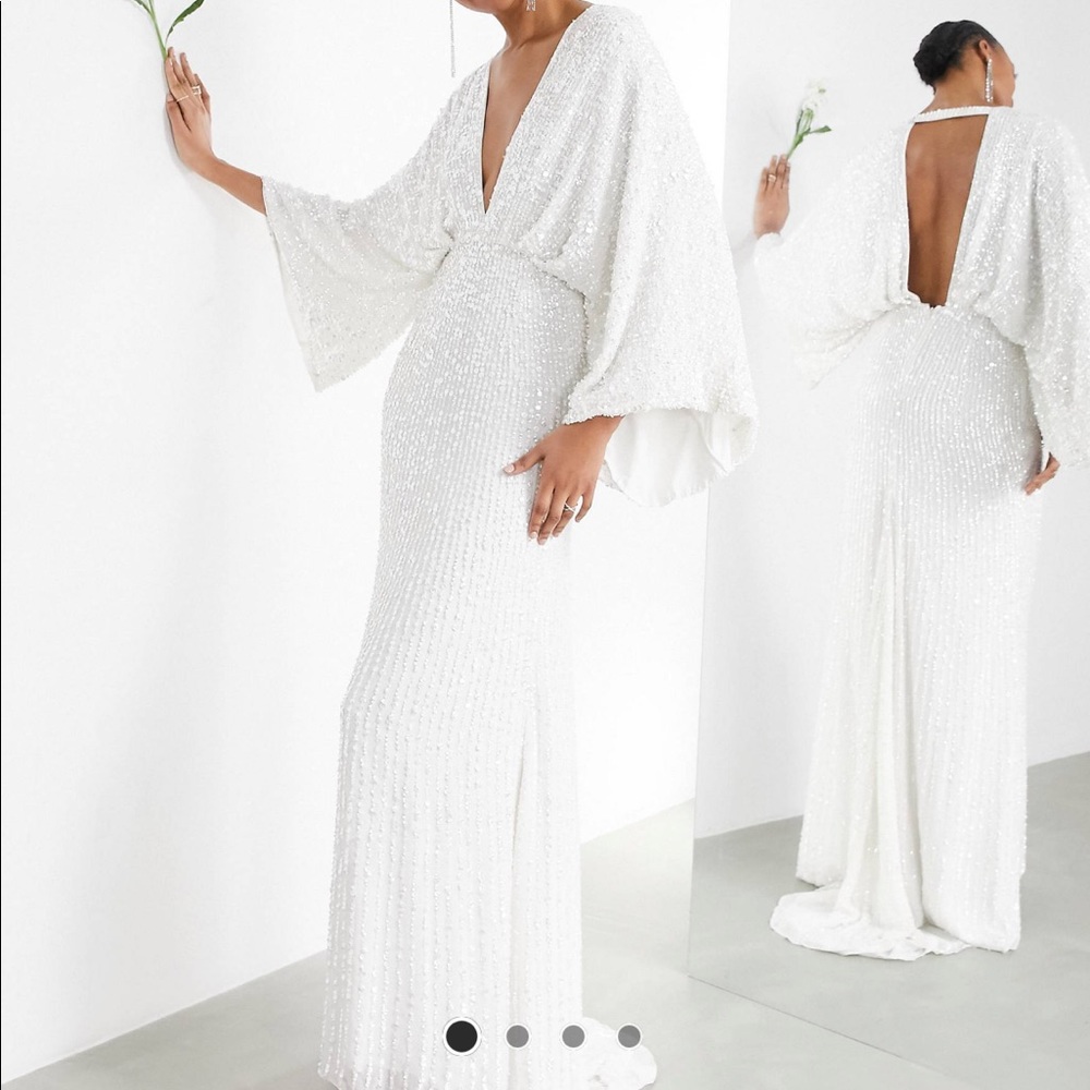 ASOS CIARA SEQUIN KIMONO SLEEVE GOWN